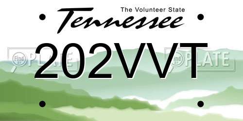 202VVT Tennessee License Plate