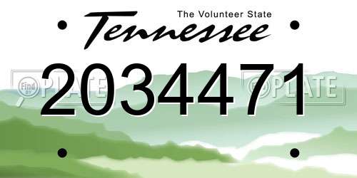 2034471 Tennessee License Plate