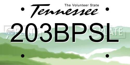 203BPSL Tennessee License Plate