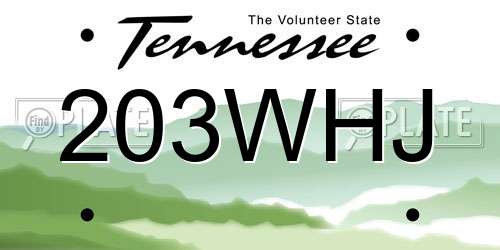 203WHJ Tennessee License Plate