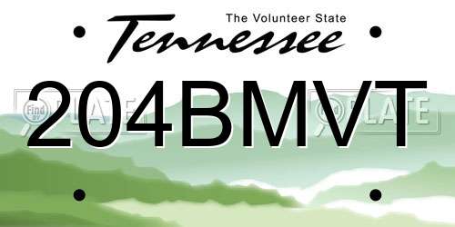 204BMVT Tennessee License Plate