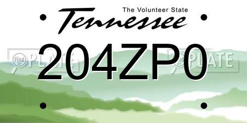 204ZP0 Tennessee License Plate