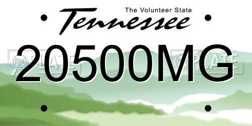 20500MG Tennessee License Plate