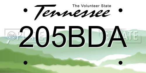 205BDA Tennessee License Plate