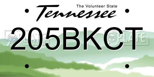 205BKCT Tennessee License Plate
