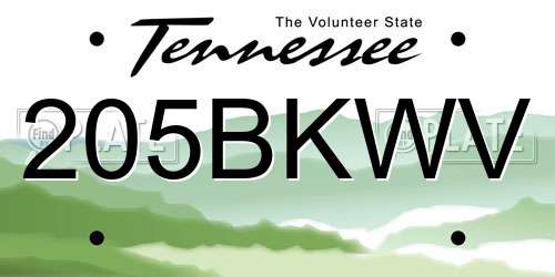 205BKWV Tennessee License Plate