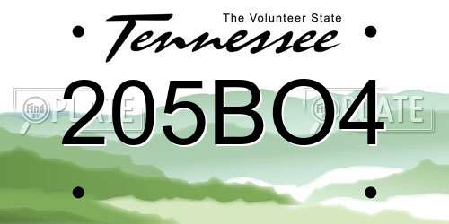 205BO4 Tennessee License Plate
