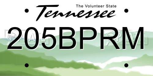 205BPRM Tennessee License Plate