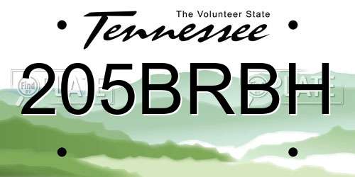 205BRBH Tennessee License Plate