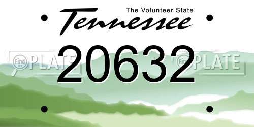 20632 Tennessee License Plate