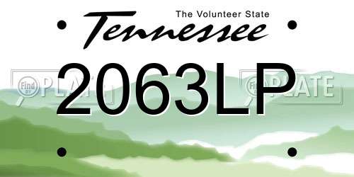 2063LP Tennessee License Plate