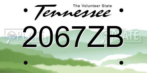 2067ZB Tennessee License Plate