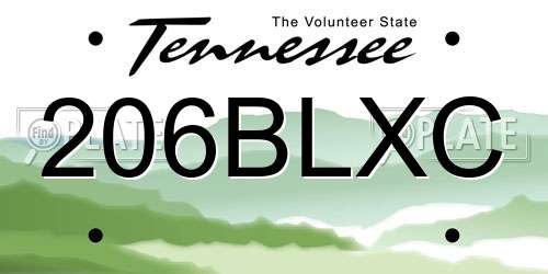 206BLXC Tennessee License Plate