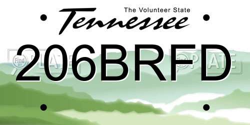 206BRFD Tennessee License Plate