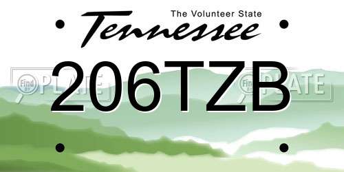 206TZB Tennessee License Plate