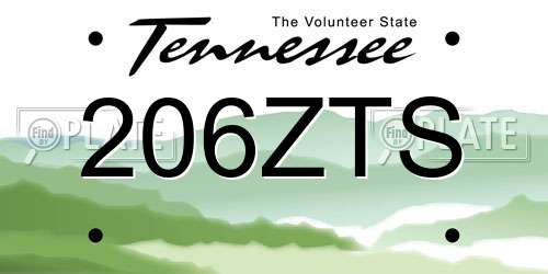 206ZTS Tennessee License Plate