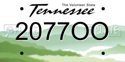 2077OO Tennessee License Plate