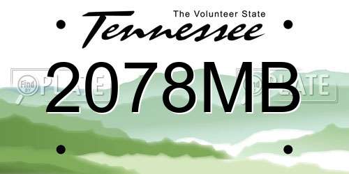 2078MB Tennessee License Plate