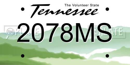 2078MS Tennessee License Plate
