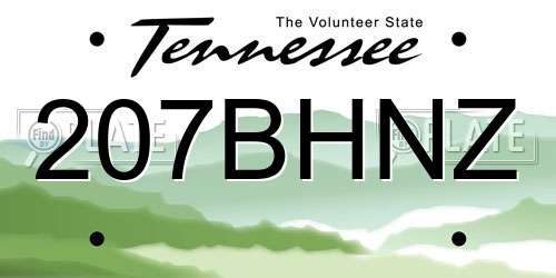 207BHNZ Tennessee License Plate