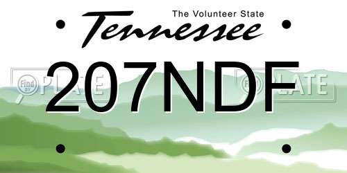 207NDF Tennessee License Plate