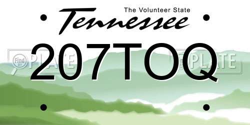 207TOQ Tennessee License Plate