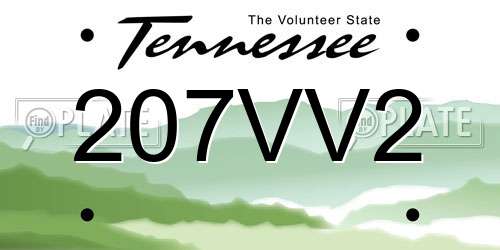 207VV2 Tennessee License Plate