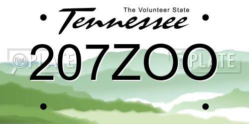 207ZOO Tennessee License Plate
