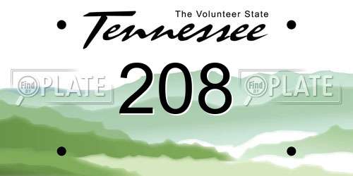 208 Tennessee License Plate