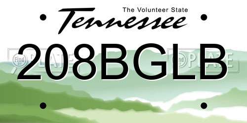208BGLB Tennessee License Plate