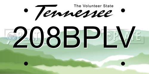 208BPLV Tennessee License Plate