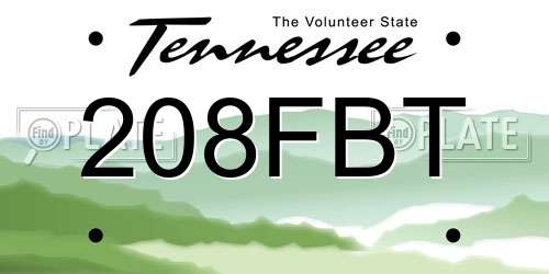 208FBT Tennessee License Plate