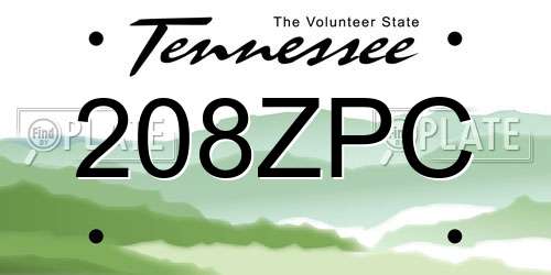208ZPC Tennessee License Plate