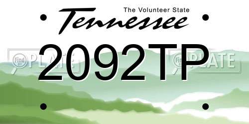 2092TP Tennessee License Plate