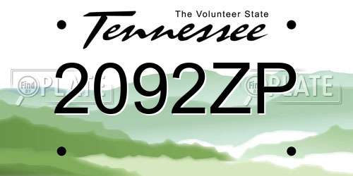2092ZP Tennessee License Plate