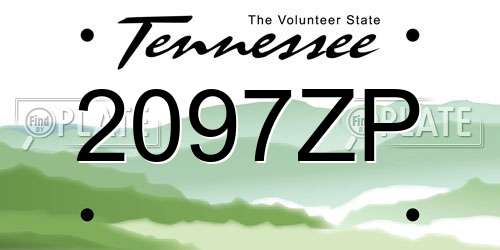 2097ZP Tennessee License Plate