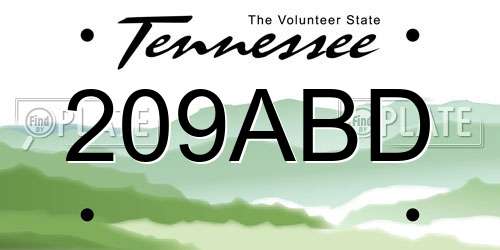 209ABD Tennessee License Plate