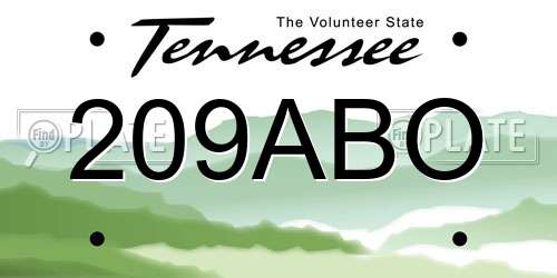 209ABO Tennessee License Plate