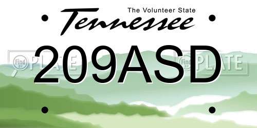 209ASD Tennessee License Plate