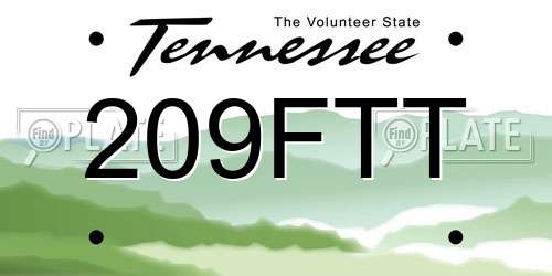 209FTT Tennessee License Plate