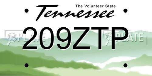209ZTP Tennessee License Plate