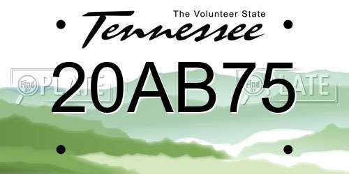 20AB75 Tennessee License Plate