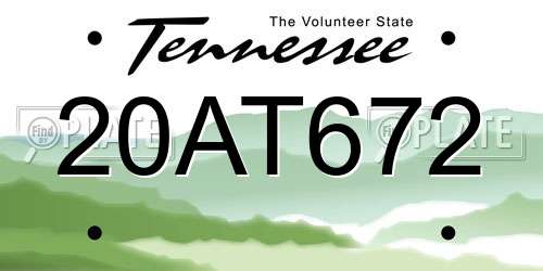 20AT672 Tennessee License Plate