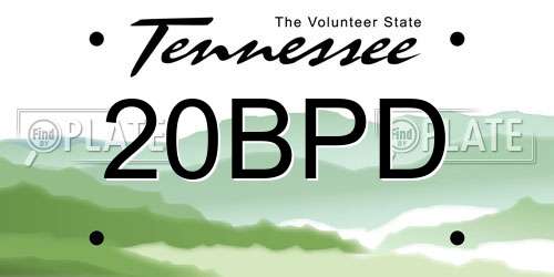 20BPD Tennessee License Plate