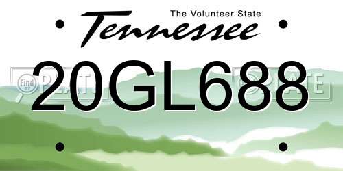 20GL688 Tennessee License Plate