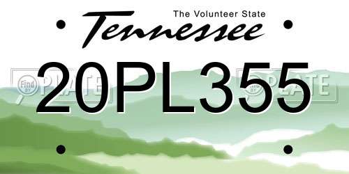 20PL355 Tennessee License Plate
