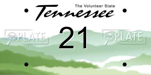 21 Tennessee License Plate