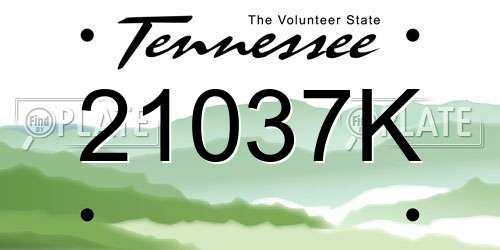21037K Tennessee License Plate