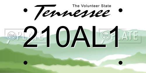 210AL1 Tennessee License Plate