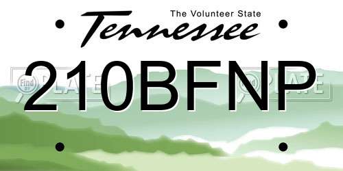 210BFNP Tennessee License Plate